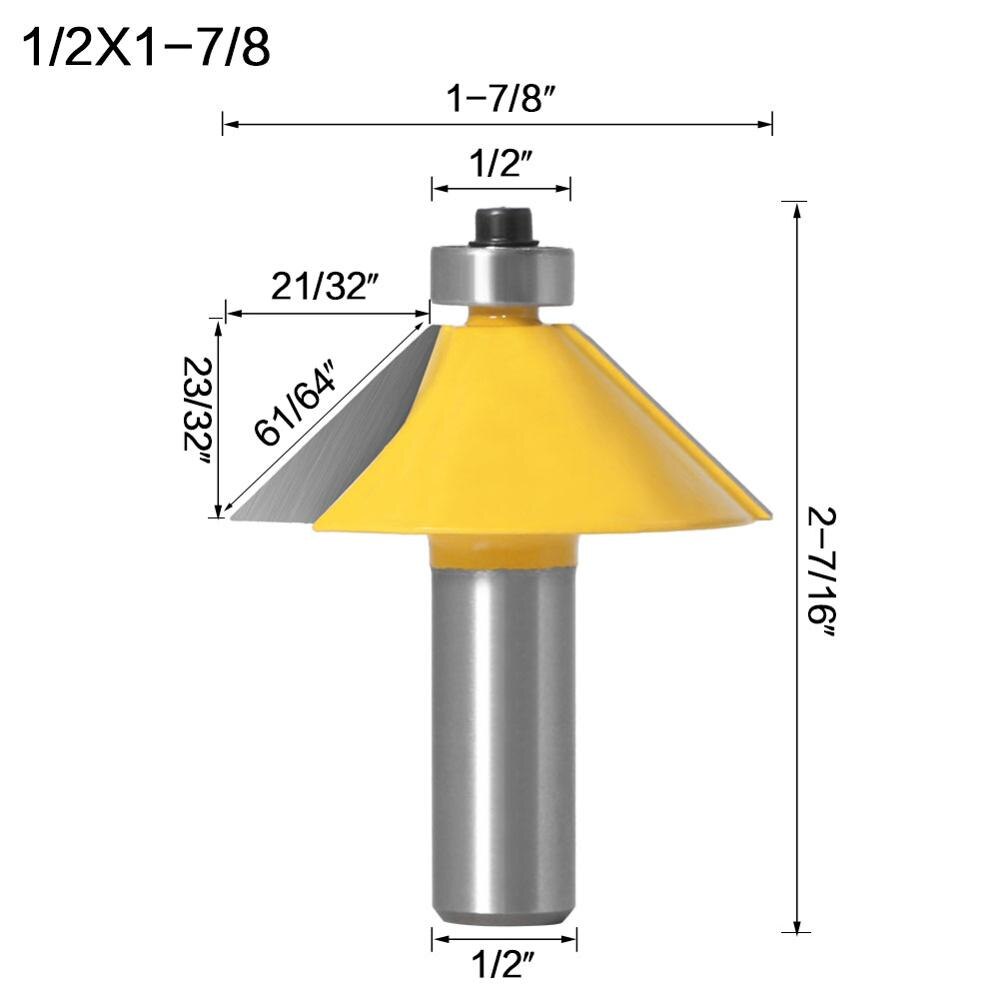 1pc 1/2 &quot; 12mm skaft 45 grader affasning &amp; skråkant fræser træ skæreværktøj træbearbejdningsfræser: 12.7 x 47