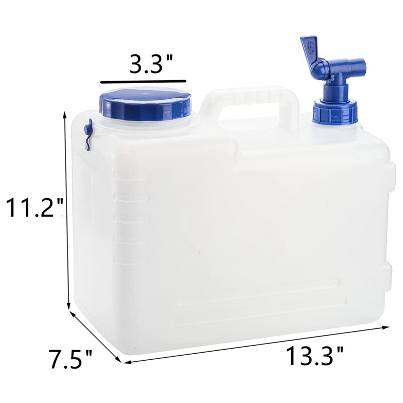 15L Portable Water Container With Spigot, Drinking Water Storage Jug For Camping, Slim Water Dispenser Carrier