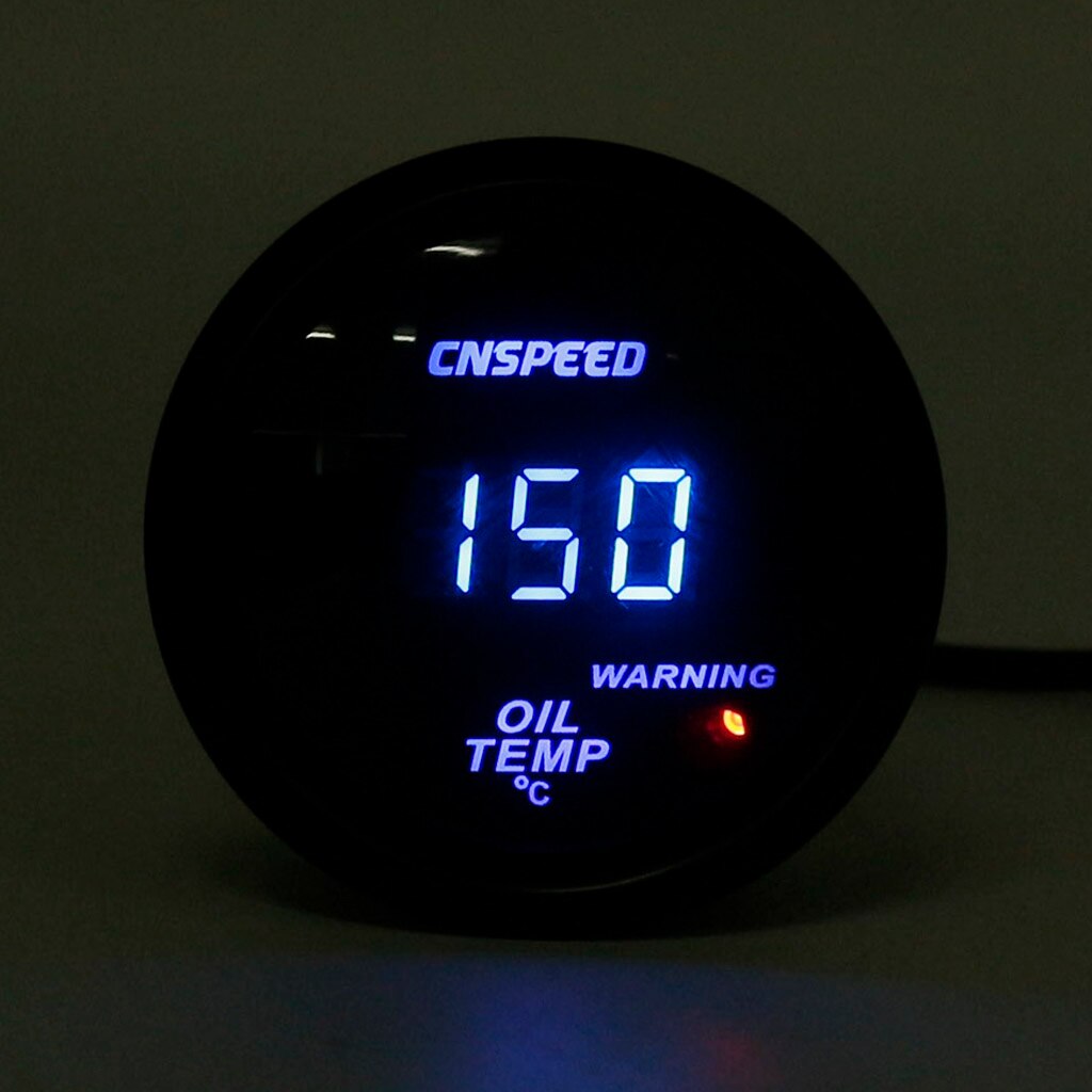 2 "52mm LED Digitale Blauwe Olie Temp Gauge Meter Graden Celsius Met Sensor Waarschuwingslampje