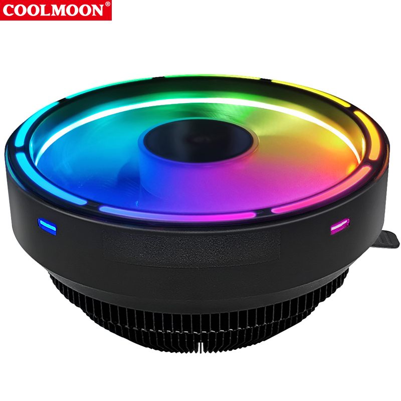 Coolmoon CPU Cooler Radiator 3PIN Low Noise RGB Cooling Fan Air Heatsink For Intel LGA Intel LGA 151X/775 AMD FM2/FM1/AM3+/AM4
