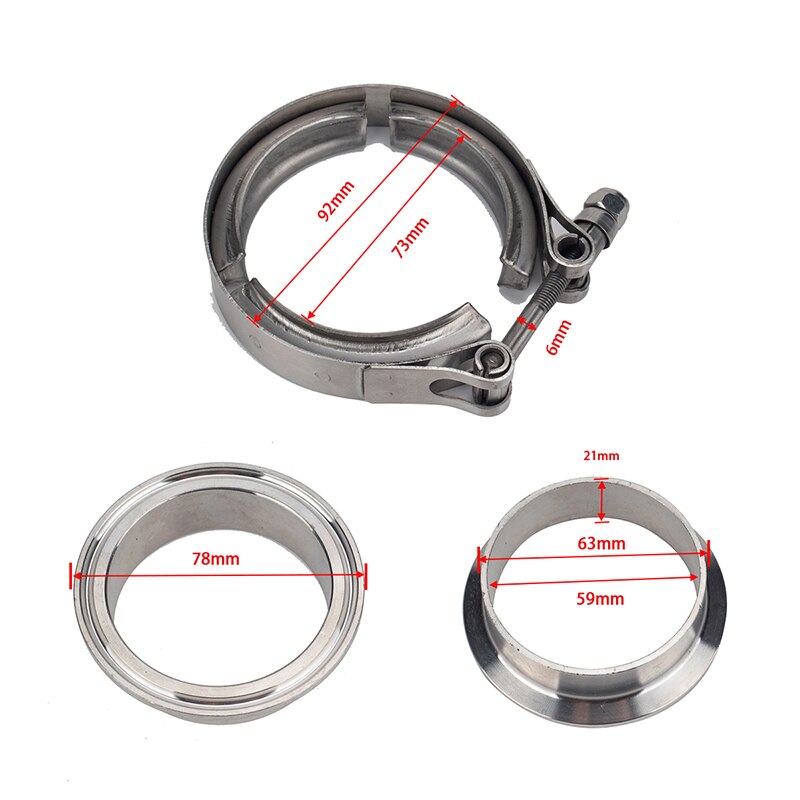 304 Rvs 2.5 "3" V-Band Klem Ijzer Flens Kit Universele Rvs V-Band turbo Uitlaat Klem: 2.5inch