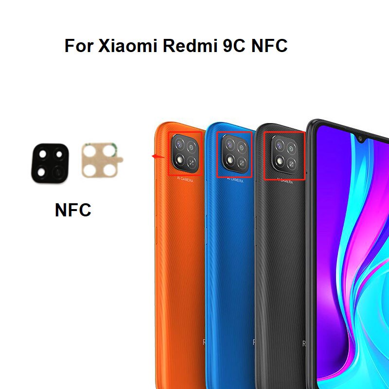 Back Glas Voor Xiaomi Redmi 9C Rear Camera Lens Met Lijm Sticker Adhesive Nfc Global Model: Redmi 9c NFC