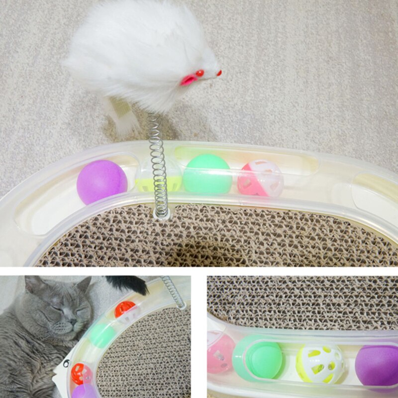 Cat Toy Fish-shaped Cat Scratch Board Spring Rat Colorful Rolling Ball Cat Paradise Liberation Cat Nature Reduce Cat loneliness