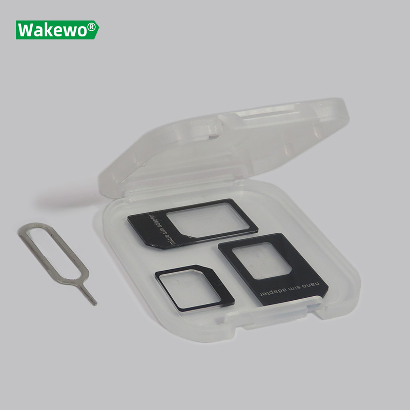 Wakewo Tf Microsd Card Case Sim-kaart Adapter Nano Micro Sim Kaart Lade Eject Naald Pin Tool Transparante Collectebus