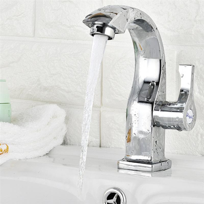 1 Pc Kraan Duurzaam Eenvoudige Zilver Wastafel Water Enkel Gat Water Tap Sink Water Wastafel Klep Voor Badkamer Keuken