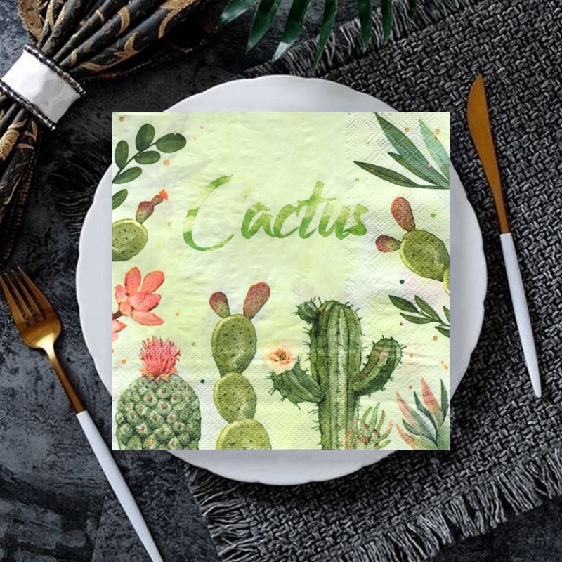 20/8Pcs Mix Bag Vintage Cactus Flowers Decoupage Paper Napkins Fruits Cholla Paper Serviettes for Xmas Birthday Party Tableware: plum