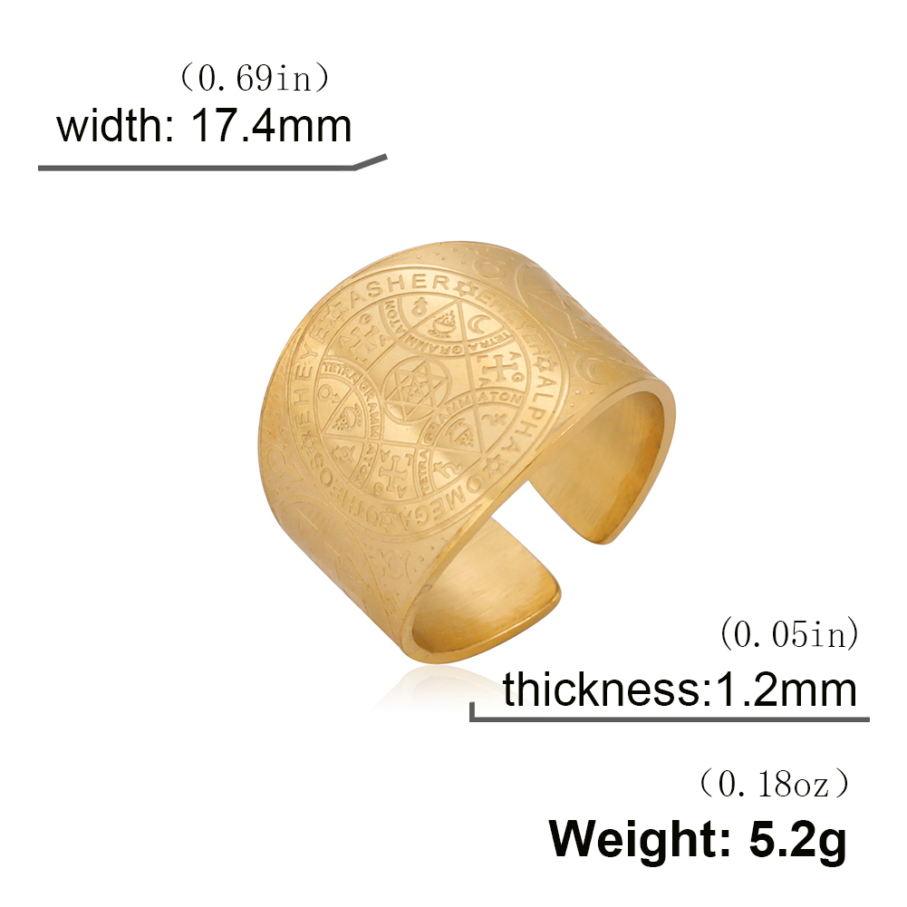 Dawapara Enochian Anillo de Ángel Mágico Solomon Kabbalah Amuleto de Protección Esagrama de Acero Inoxidable Triángulo Joyería Religiosa