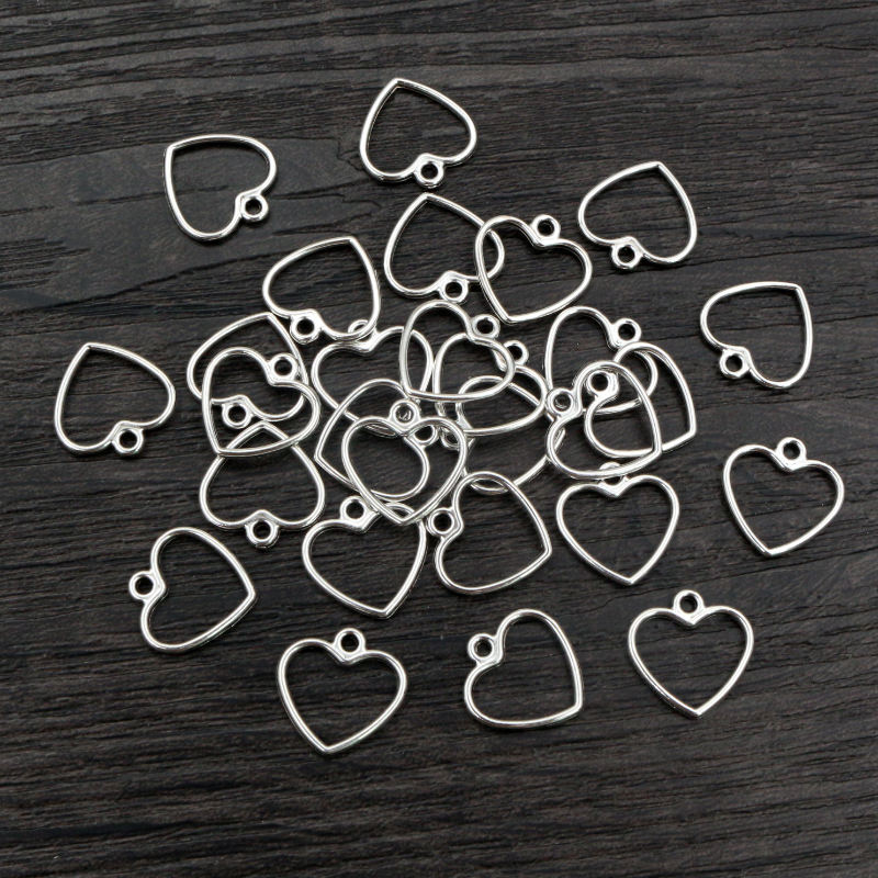 100 piezas imagen Color corazones huecos geometría colgante de aleación de Metal bricolaje collar pulsera pendientes