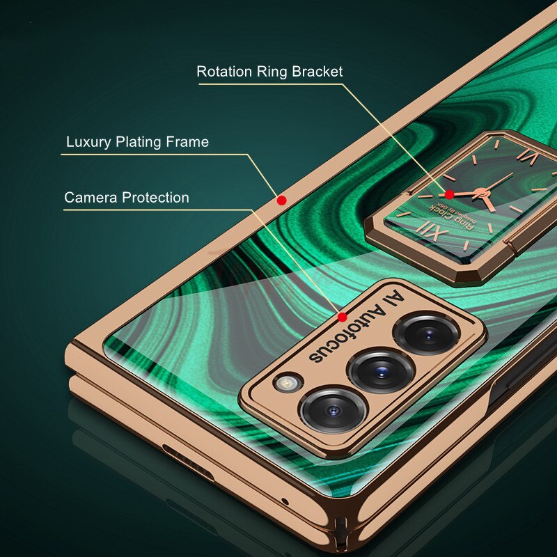 Szklany futerał na palec do Samsung Galaxy Z Fold 2 5G pokrowiec na ramkę uchwyt na twardą osłonę ochronną do Galaxy Z Fold2 5G