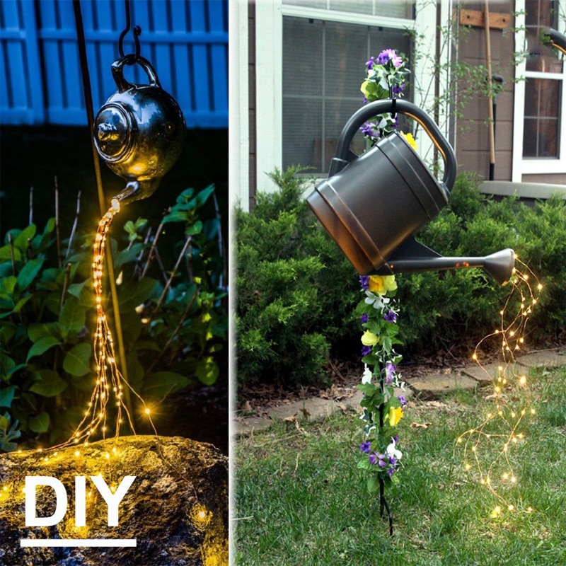 2m 5- tråds batteri led sageslinga lampor dekoration tindrande vattenfall krans för hem diy jullampa