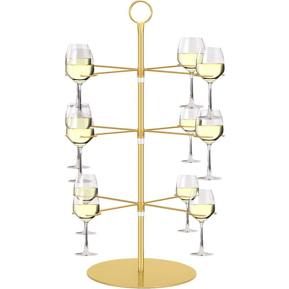 Cocktail Tree Stand 3 Tiers 12 Houders Hoogvoetige Cup Metalen Opknoping Rack Champagne Toren Stand Display Voor Drankjes Party