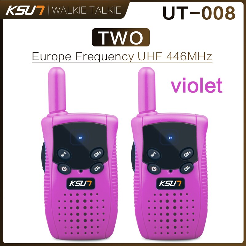 KSUN UT-008 Mini Walkie Talkie 2pcs Kids Radio 0.5W UHF Frequency Portable Radio Station Handheld Radio Christmas: Violet EU Frequency