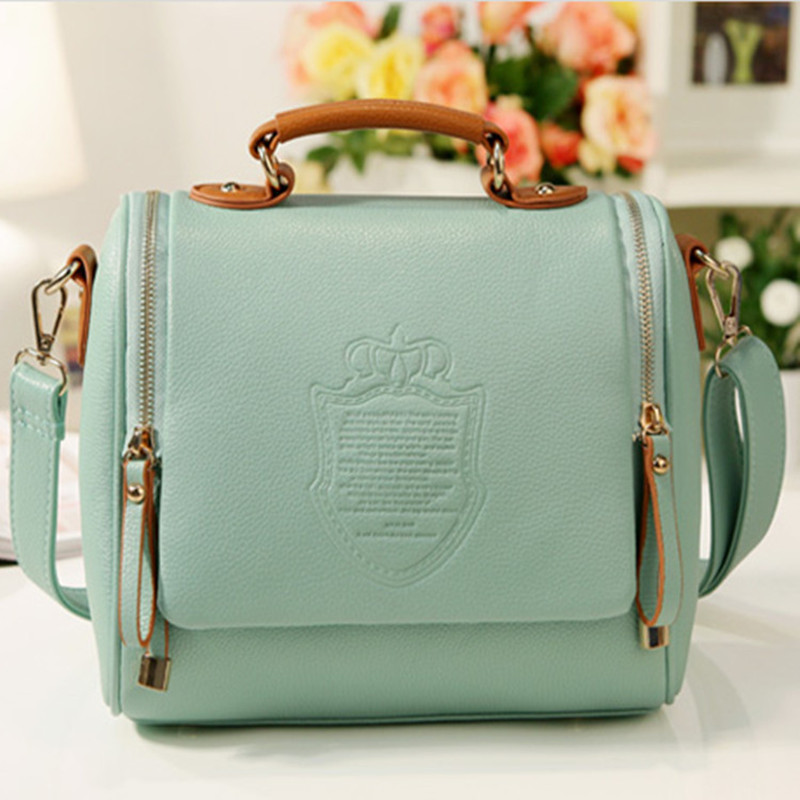 School Tieners vrouwen cross body bag tonvormige Pu vrouwen schouder capaciteit Messenger Bags Dame Handtassen Groen