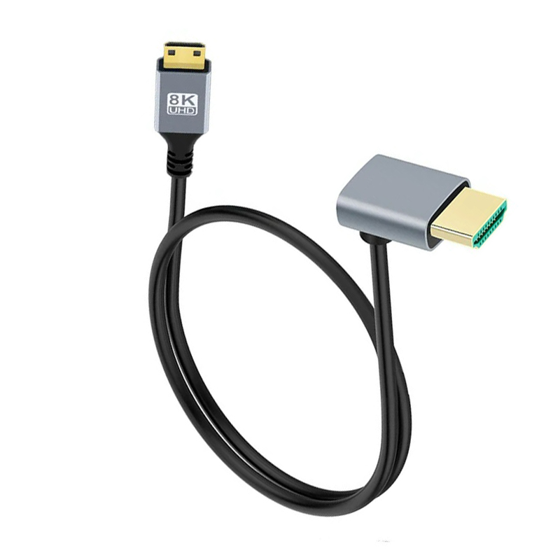 0,5M 1M 8K UHD-kabel omhoog/omlaag/links/rechts hoek HDMI-compatibel Mini Micro HD-scherm Dun snoer voor laptop PC Camera Monitor HDTV: Bruin / < =0.5m