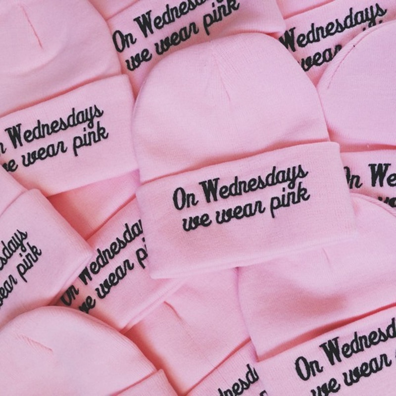 VORON Winter Hoed Vrouwen Beanie Op Woensdag We Dragen Roze Hoed Wol Gebreide Caps En Hoeden Voor Vrouwen
