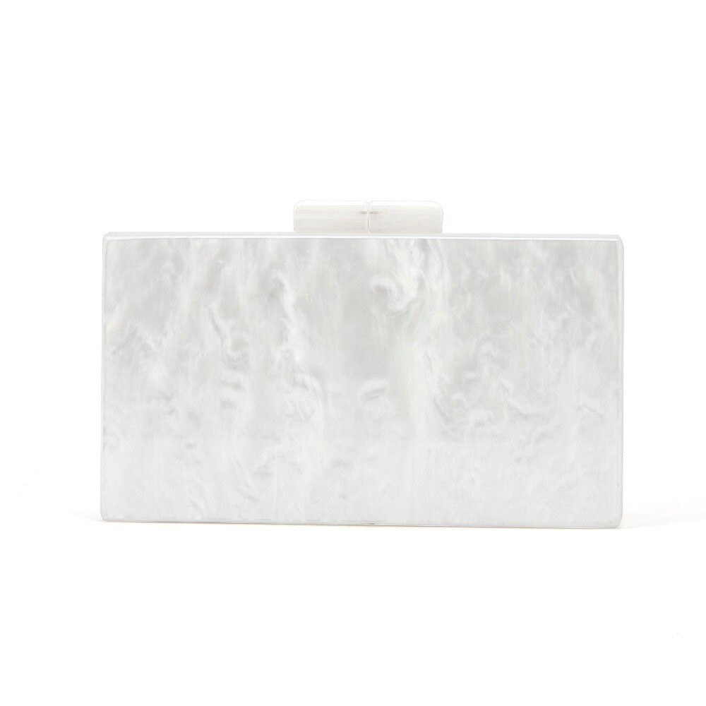 Bolso de mano de acrílico con espejo para mujer, bolsa de mano de acrílico blanco perla, hecho a mano, proveedor de fábrica de China, tamaño 18x10 cm