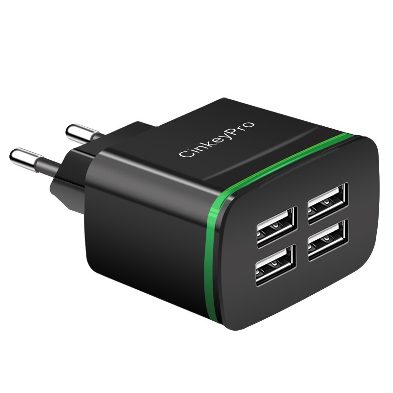 CinkeyPro 4 Ports USB Charger 5V/4A Smart Wall Adapter Mobile Phone Charging Data Device For iPhone iPad EU Plug