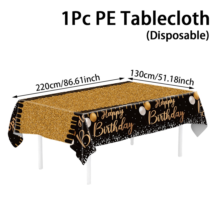 220x130cm Black Gold Rose Gold Disposable Tablecloth Birthday Party Decor for Men Women Years Old Table Cover Party Supplies: green