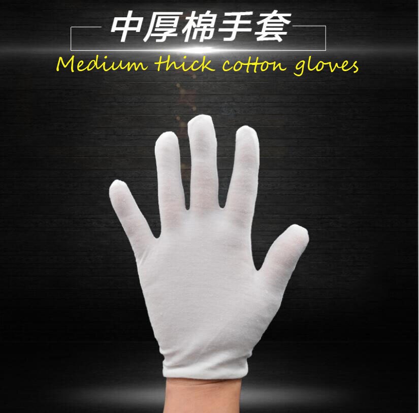 Guantes de inspección de , 1 par de guantes blancos de algodón grueso para trabajo, tela fina de algodón, medianos y gruesos