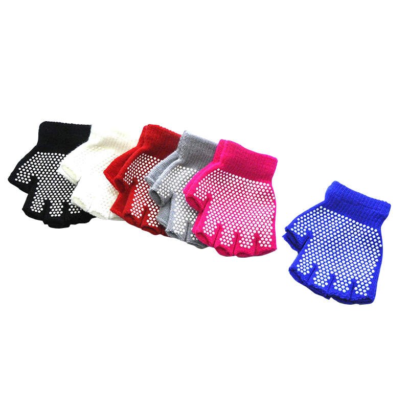 Warmom crianças quentes inverno ao ar livre esportes handguards antiderrapante pequenas partículas meio dedo luvas de malha