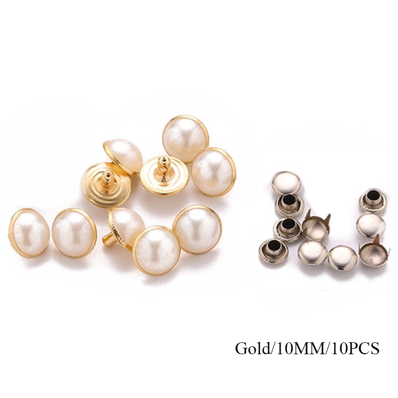 Retro gouden zilveren halve kralen kledingaccessoires parels voor knutselwerkjes schoenen parels voor decoratie kledingbenodigdheden: Goud / 6mm