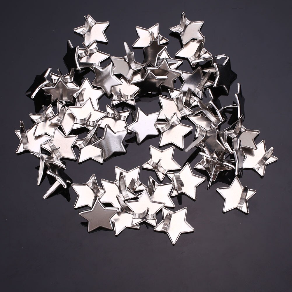 50 stk fem spidse stjerne metal brads nitter fastgørelse udsmykning scrapbooking
