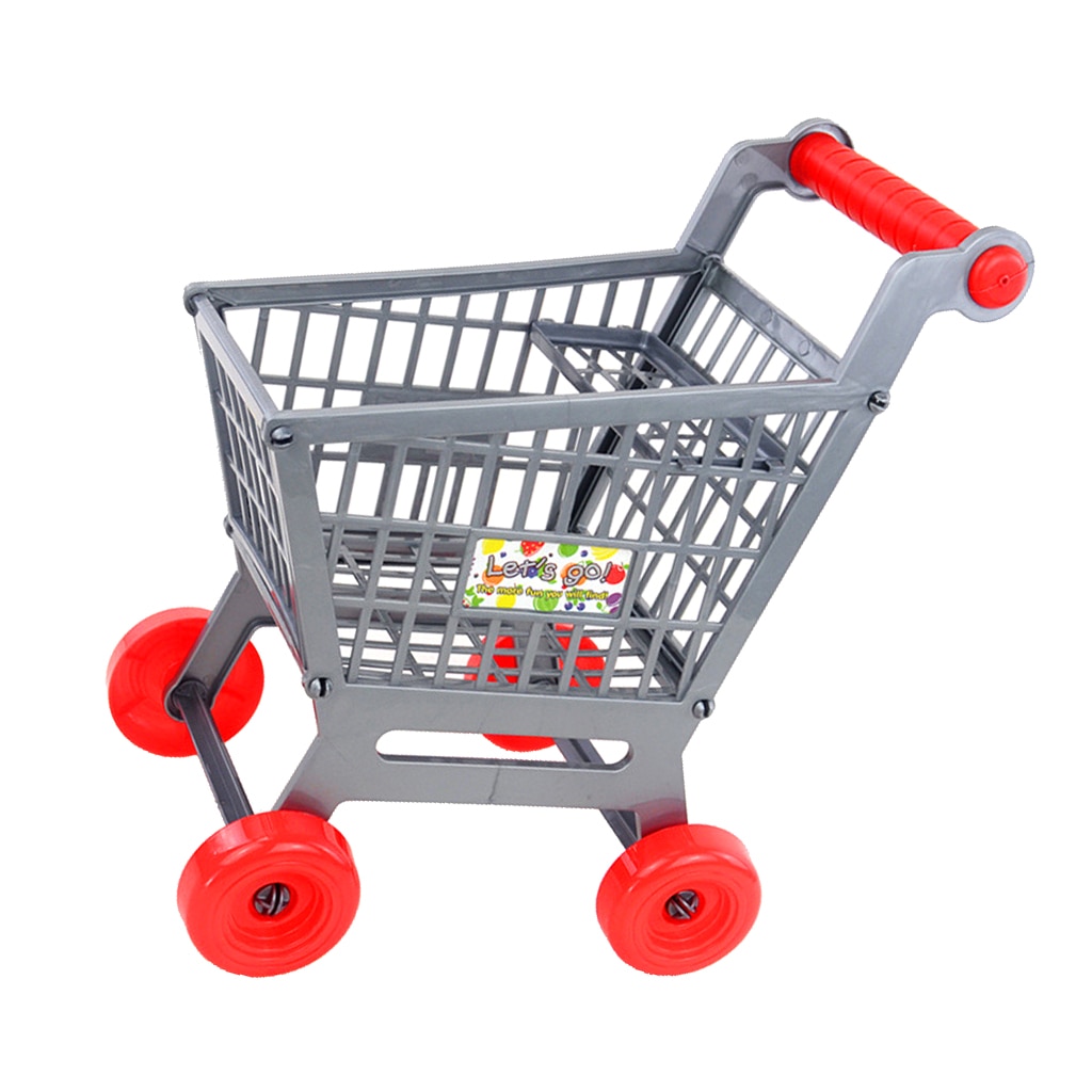 Grå plastik børn shopping hånd vogn barn lade ud som lege køkken legetøj