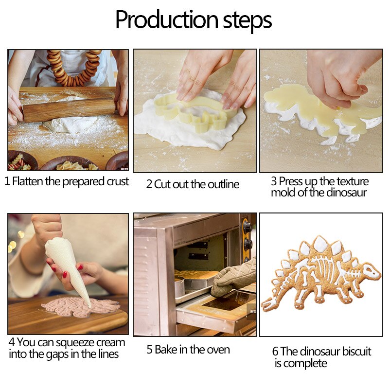 3D Dinosaurus Cookie Cutters Mold Dinosaurus Biscuit Embossing Mould Sugarcraft Dessert Bakken Siliconen Mal Voor Fondant Taart Decor