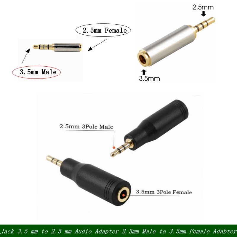 Jack 3.5 mm To 2.5 mm Audio Adapter / 2.5mm Male To 3.5mm Female Plug Connector for Aux Speaker Cable Headphone Jack 3.5