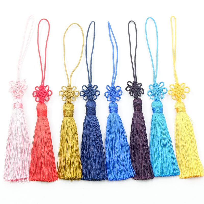 10PC gemischt Farben Chinesischen Knoten Quaste Lesezeichen Kleidung DIY Dekorative Zubehör Auto Schlüssel Tasche Anhänger DIY Handwerk Quaste Randbereich