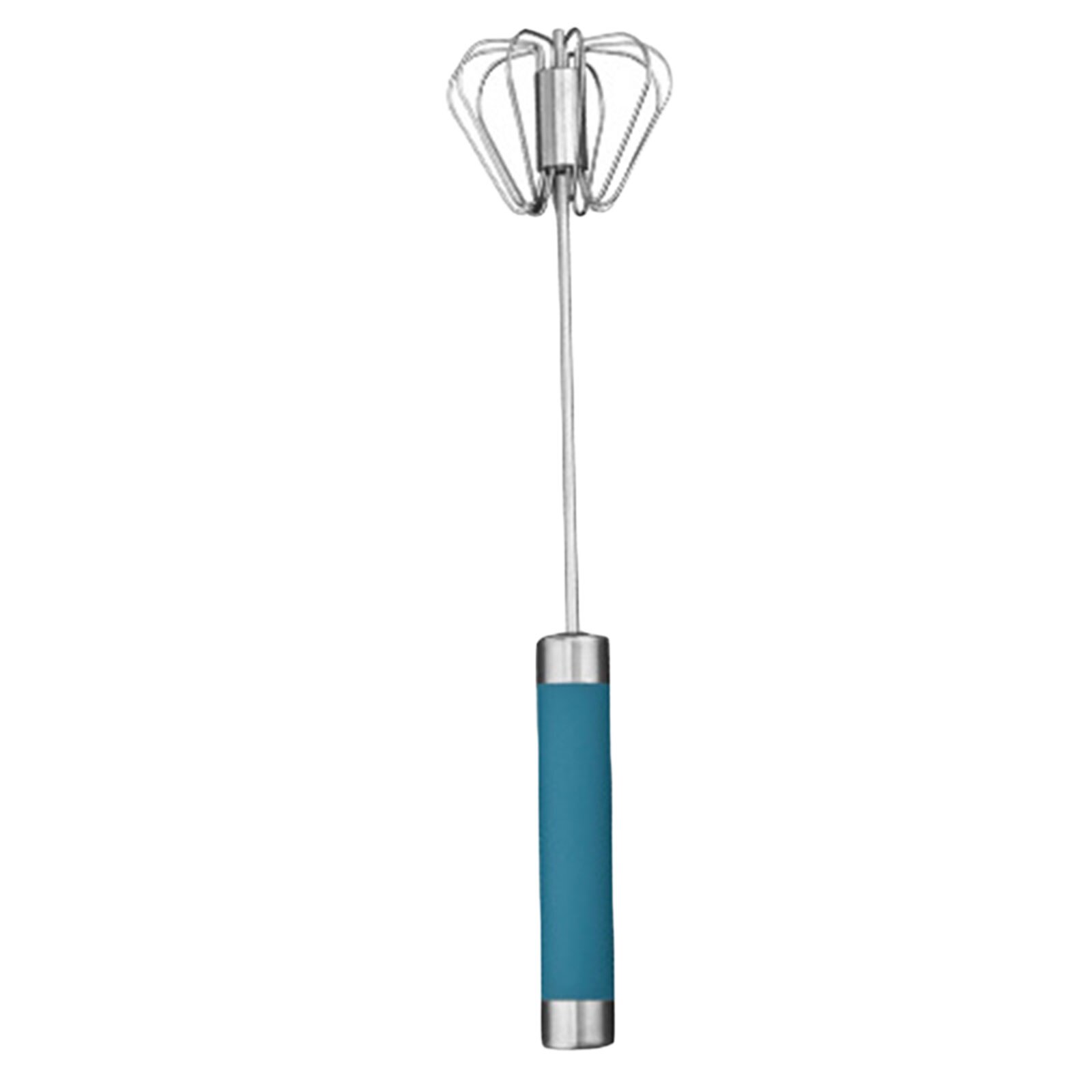 Egg Beater Semi-automatic Push Manual Rotation Food Grade Stainless Steel Kitchen Auxiliary Tool: Blue