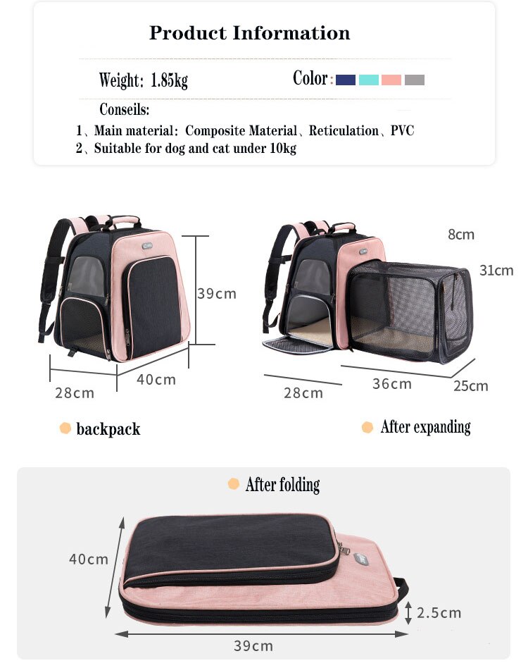 Folding Pet Backpack Portable And Large Capacity Extensible