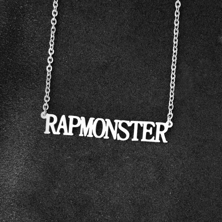 Kpop coreano ejército carta de silicona ajustable pulseras para mujeres niñas niños Punk mano inicial pulsera bisutería de cumpleaños: Necklace Rapmonster