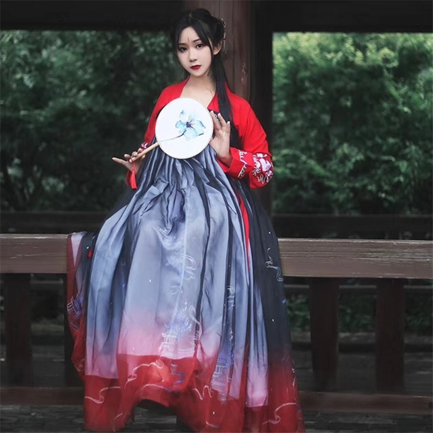 Traditional Chinese Clothing Women Hanfu Fairy Dress Ancient Han Dynasty Princess National Stage Folk Dance Festival Outfit