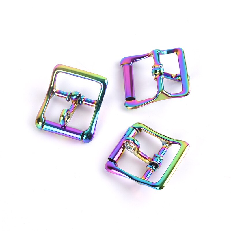 2pcs Rainbow Color Locking Tongue Roller Buckle, Metal Locking Buckle: MULTI / 1inch