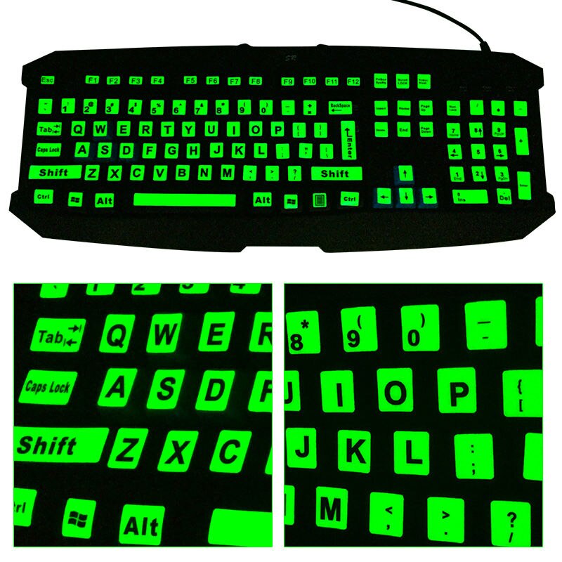 SR Luminous 4 Fonts English 107 68 47 Keys Keyboard Cover Sticker Skins Film Glow in Dark Capital Letters Laptop Accessories