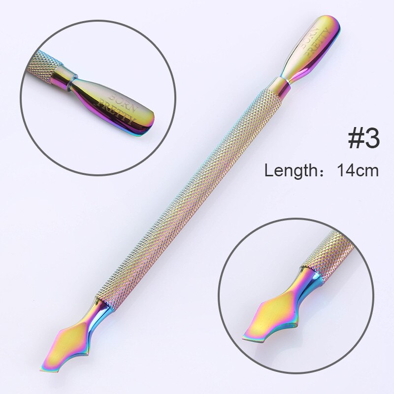 Geboren Pretty Nail Art Cuticle Pusher Regenboog Nail Cutter Tweezer Nipper Clipper Dode Huid Remover Tweezer Nail Art Tool: Pusher 3