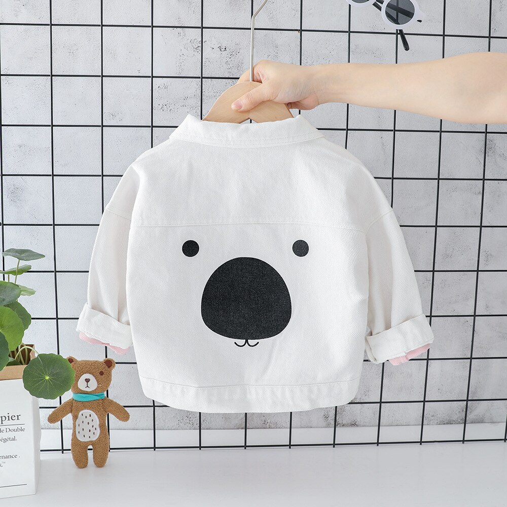 Frühling Revers Denim Baby Jungen Mantel freundlicher Langarm Strickjacke Cowboy Jacken Weiß Blau Kleinkind freundlicher lässig Oberbekleidung 1- 4 jahre: 6M   70cm
