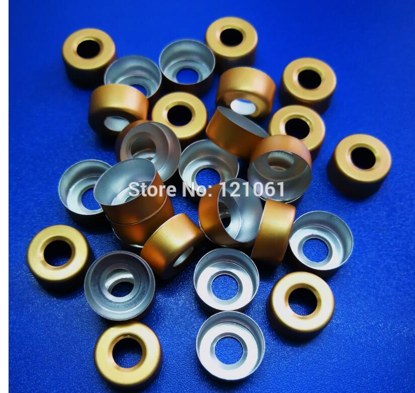 13mm aluminium doppen  ,300 stuks/partij, gekleurde farmaceutische doppen, aluminium doppen voor geplooide glazen injectieflacons: Lichtgouden kleur