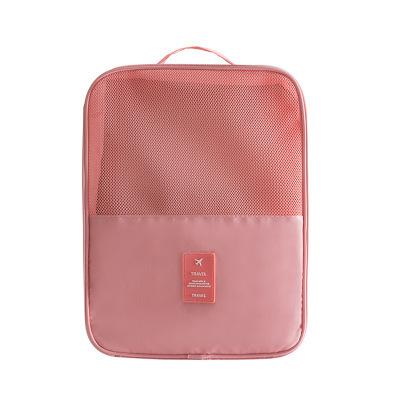 Sac à chaussures étanche en Nylon de couleur unie, sacs à chaussures, sacs de voyage, sac de rangement Portable à Double couche, sac de rangement sec et humide: Pink