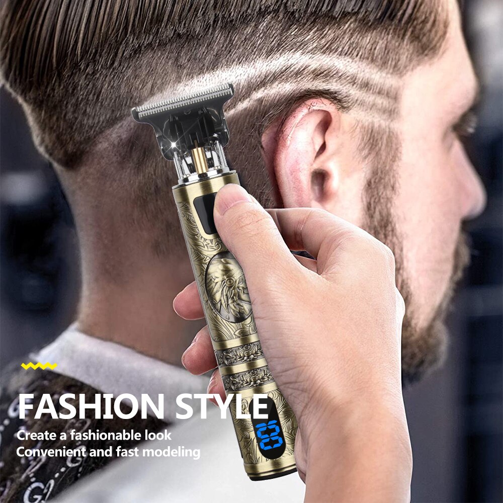 Tondeuse à cheveux électrique Vintage T9 pour hommes, rasoir Rechargeable USB 0mm, tondeuse à barbe professionnelle, salon de coiffure