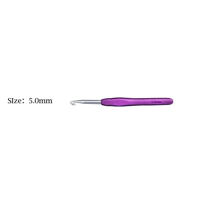1pc Aluminum Crochet Hook Crochet Needles 2-10mm For Knitting Sewing Needles Tool With Randomly Soft Rubber Handle: 5MM