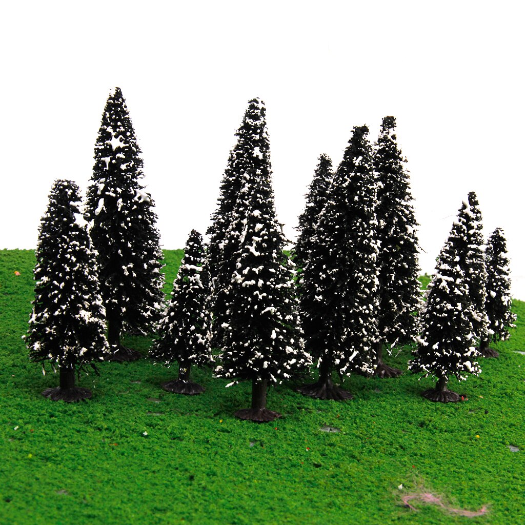 Boxed 15 Cedar Trees W/ Snow Model Train Railway Diorama Winter Scenery HO N Z