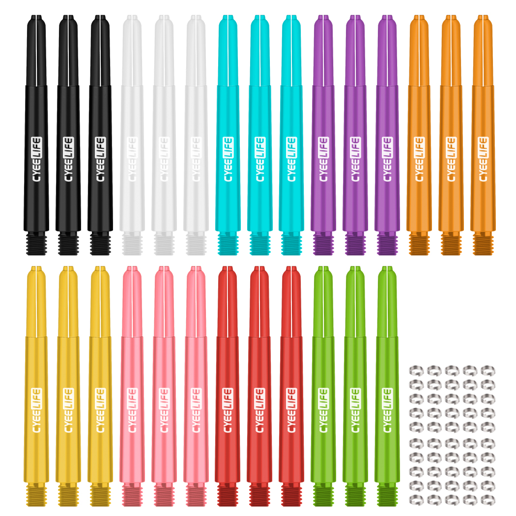 CyeeLife 30 pièces 2BA 41mm arbres de fléchettes PC professionnels arbre en plastique avec joint torique accessoires de fléchettes: Couleurs mélangées