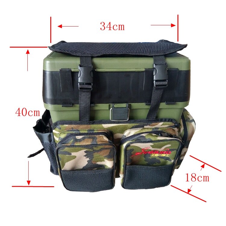 34x18x40cm Carp Sea Fishing Green Harness Bag Pack Rucksack Converter Pocket for Seat Boxes Tackle Boxes Two-Layer Sea Lake Fish