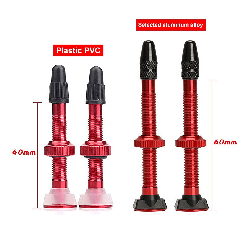Bicycle 1Pair 40/60mm Presta Valve Road MTB Bicycle Tubeless Tires Alloy Stem Cycling Tubeless Sealant Compatible Vacuum Nozzle