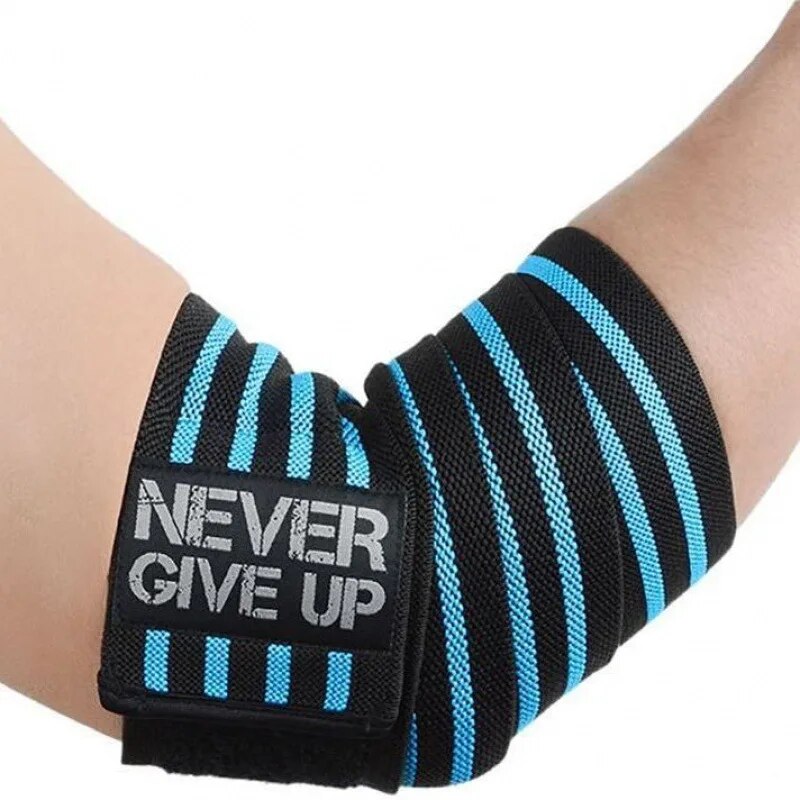 Sport Ellenbogenschutz Wickeldruck Ellenbogenschoner Bankdrücken Gewichtheben Schutzausrüstung Fitnessgeräte Ausrüstung Booster Stripe: Blau