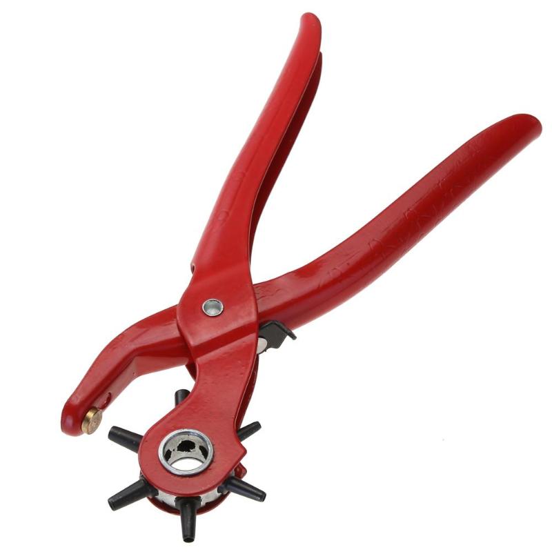5 Tamaño del agujero Correa doméstica perforadora punzones de cuero herramientas Leathercraft máquina de perforación mano alicates herramienta de manualidades de costura
