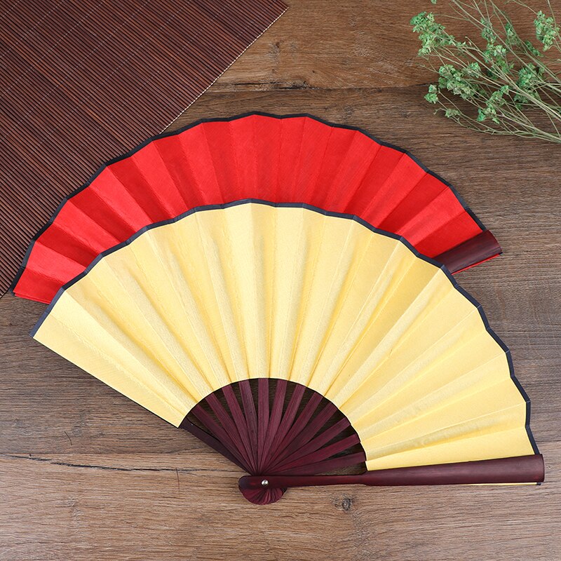 Éventail chinois pliable en bambou de couleur unie, 1 pièce, fournitures de fête à domicile pour hommes/femmes