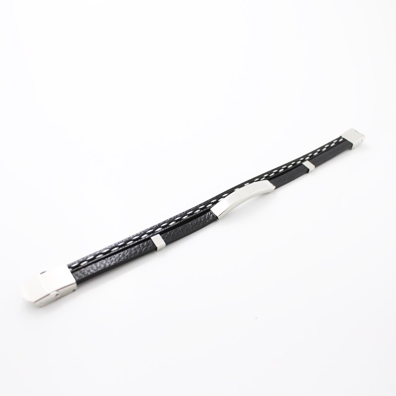 Pulsera de cuero de acero inoxidable para hombre, joyería Punk, pulsera de hombre, pulsera de con dijes lisos
